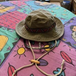Vintage 90s Dorfman Pacific Aztec Hat Mens‎ Medium Green DPC Safari Bucket Cap